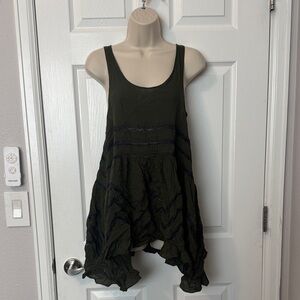 Free People Trapeze dress. Green& gray combo.